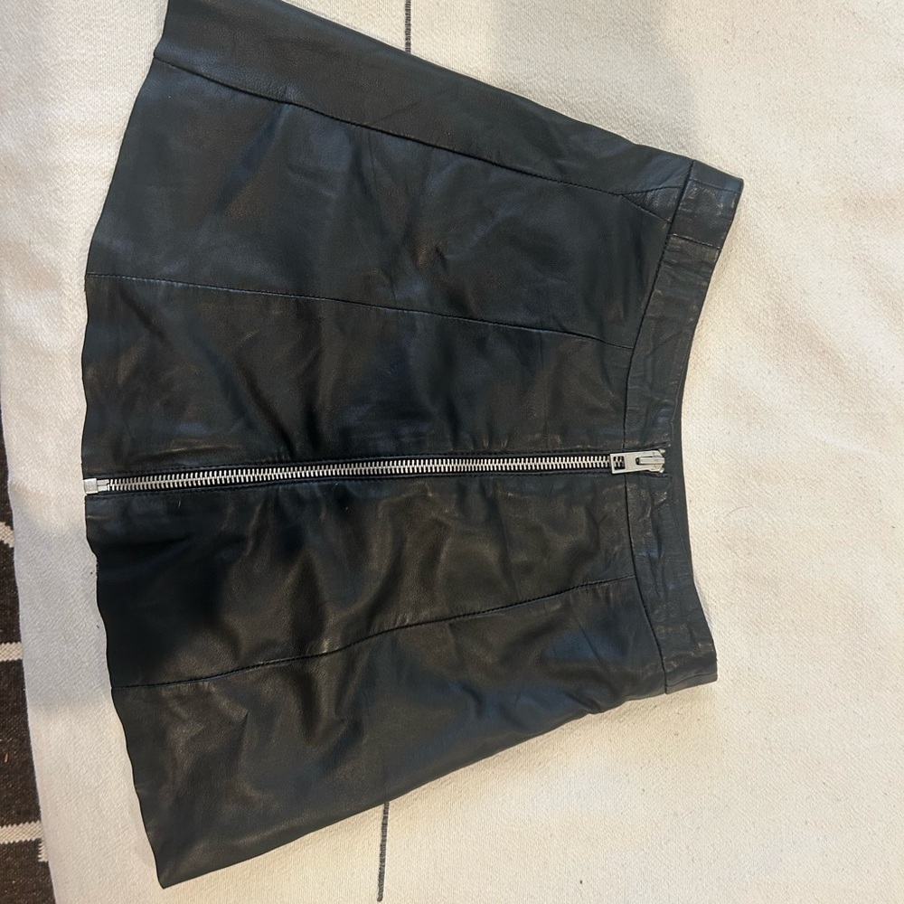 All Saints Black Leather Skirt
